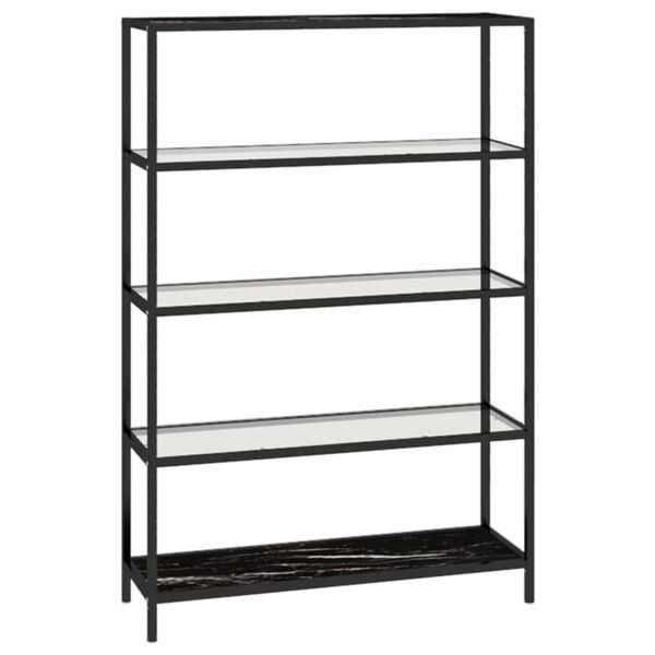 vidaXL Scaffale Marmo Nero e Trasparente 100x36x168 cm Vetro Temperato