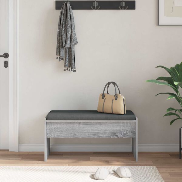 vidaXL Panca per ingresso con cuscino Grigio Sonoma 83 x 38 x 40 cm