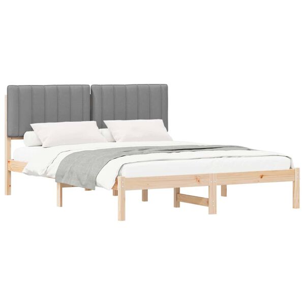vidaXL Letto con Testiera Rivestita Grigio chiaro 160 x 200 cm