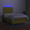 vidaXL Letto a Molle con Materasso e LED Verde 120x200cm in Tessuto