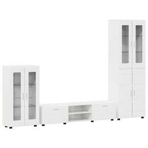 vidaXL Set mobile TV con porta FLORIN Bianco Lucido Legno multistrato