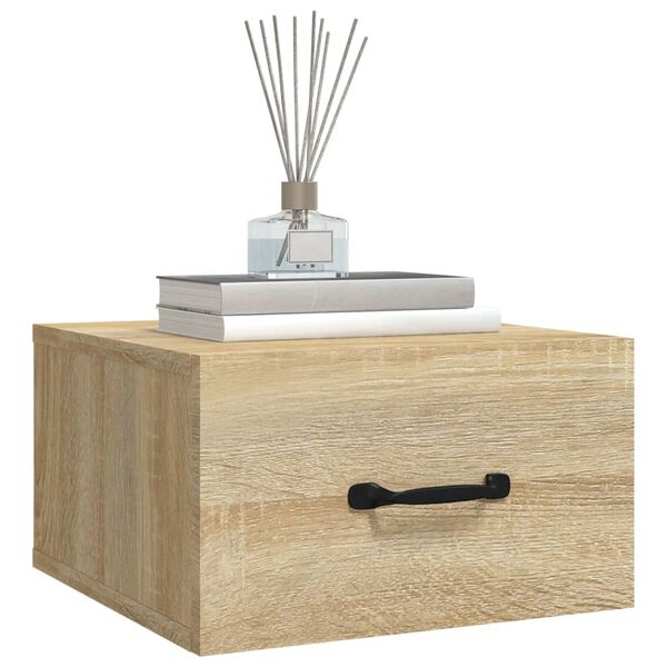 vidaXL Comodino a Muro Rovere Sonoma 35x35x20 cm