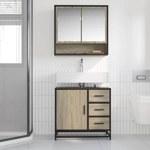 vidaXL Mobile Lavabo da Bagno Rovere Sonoma 65x33x60 cm in Truciolato