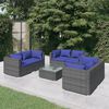 vidaXL Set Divani da Giardino 7 pz con Cuscini in Polyrattan Grigio