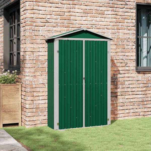vidaXL Capanno da Giardino Verde 116x45x175 cm in Acciaio Zincato
