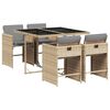 vidaXL Set Pranzo da Giardino 5 pz con Cuscini Beige Misto Polyrattan