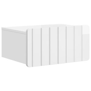 vidaXL Mobiletto da notte a muro Bianco Lucido 49 x 34,5 x 24 cm