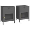 vidaXL Comodini 2 pz Antracite 40x30x54,5 cm in Acciaio e Vetro