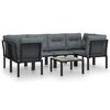 vidaXL Set Salotto da Giardino 7 pz Nero e Grigio in Polyrattan