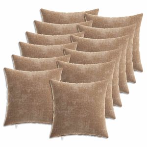 vidaXL Federa 12 pz HEERLEN Marrone 40 x 40 cm Tessuto Chenille