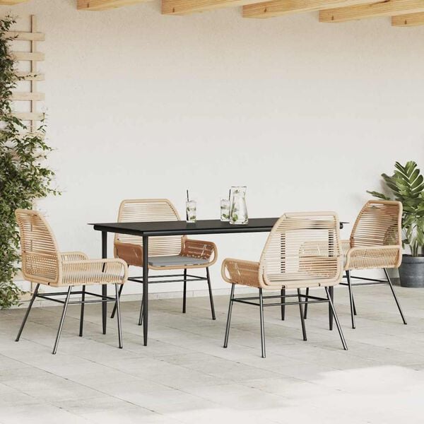 vidaXL Set da Pranzo da Giardino 5pz con Cuscini Polyrattan Vetro
