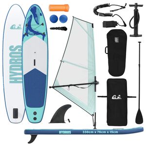 vidaXL SUP gonfiabile con vela HYDROS 330 x 76 x 15 cm Turchese per