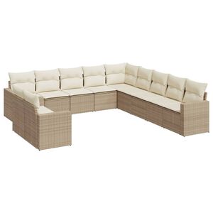 vidaXL Set Divani da Giardino 11 pz con Cuscini Beige in Polyrattan