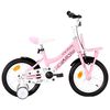 vidaXL Bici per Bambini con Trasportino Frontale 14'' Bianca e Rosa