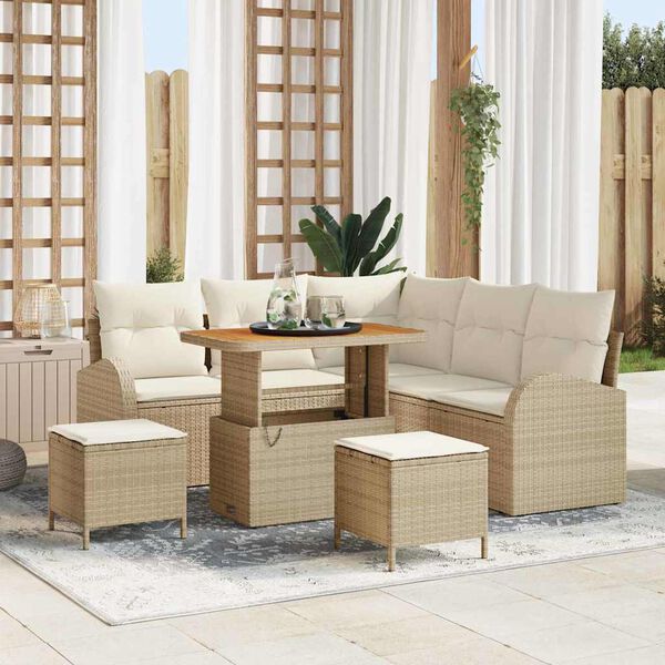vidaXL Set Divano da Giardino con cuscino 8 pcs Beige e Crema
