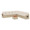 vidaXL Set Divano da Giardino 10 pz con Cuscini Beige in Polyrattan