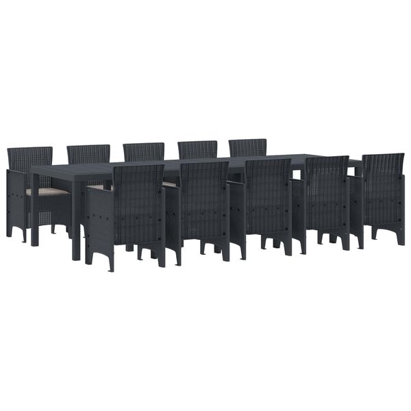 vidaXL Set da Pranzo per Giardino 11 pcs Antracite Poly Rattan