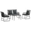 vidaXL Set di Mobili da Giardino 4 pz Nero e antracite polyrattan