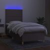 vidaXL Letto a Molle con Materasso e LED Tortora 100x200cm in Tessuto