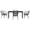 vidaXL Set da Pranzo per Giardino 5 pcs Nero polyrattan