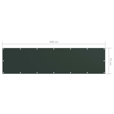 vidaXL Paravento da Balcone Verde Scuro 75x300 cm Tessuto Oxford
