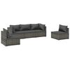 vidaXL Set Divani da Giardino 5 pz con Cuscini in Polyrattan Grigio