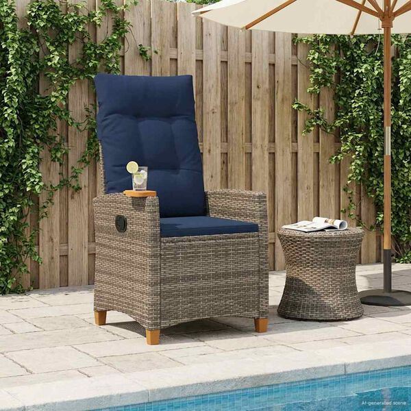 vidaXL Poltrona reclinabile con tavolino 62 x 64 x 112 cm polyrattan