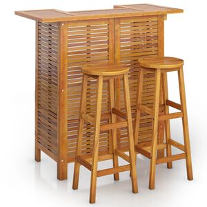 vidaXL Set da Bar per Giardino 3 pz in Legno Massello di Acacia