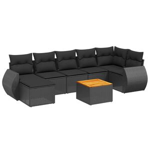 vidaXL Set Divani da Giardino con Cuscini 8 pz Nero in Polyrattan