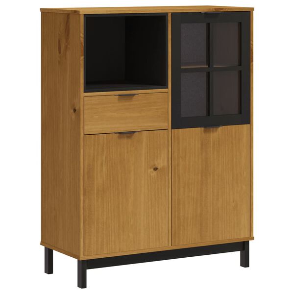 vidaXL Credenza con Anta in Vetro FLAM 92x40x122,5 cm in Legno di Pino