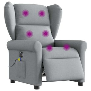 vidaXL Poltrona Reclinabile Massaggio Elettrica Grigio Chiaro Tessuto