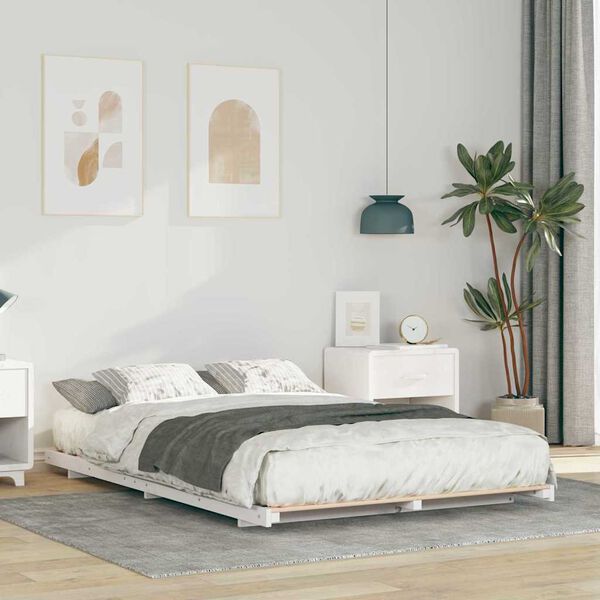 vidaXL Struttura letto a terra Bianco 140 x 190 cm