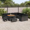 vidaXL Set Divano da Giardino con cuscino 13 pcs Nero polyrattan