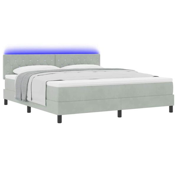 vidaXL Letto a Sorgente LED Grigio chiaro 180 x 200 cm Velluto