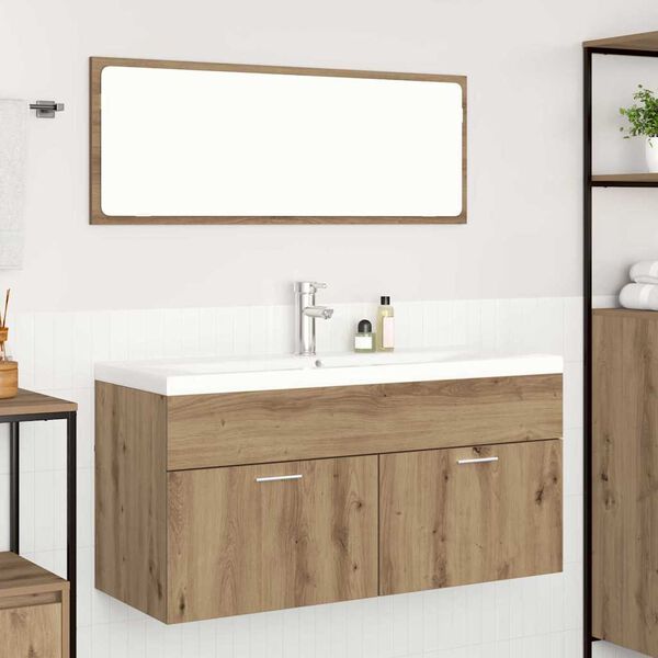 vidaXL Mobile da Bagno con porta Rovere artigianale 100 x 38,5 x 46 cm
