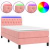 vidaXL Letto a Molle con Materasso e LED Rosa 90x190 cm in Velluto