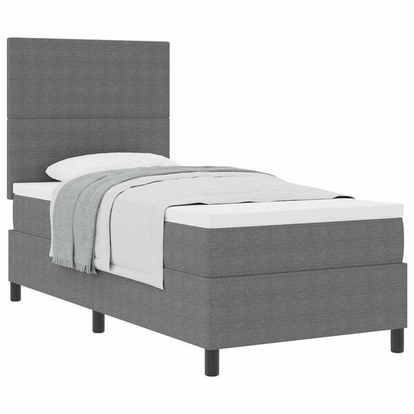 vidaXL Letto a molle con testiera Grigio chiaro e bianco 90 x 200 cm