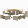 vidaXL Set da Pranzo da Giardino 9 pz con Cuscini in Polyrattan Beige