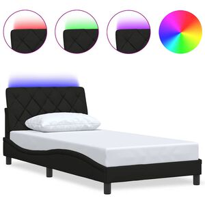 vidaXL Giroletto con LED senza Materasso Nero 100x200 cm in Tessuto