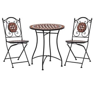 vidaXL Set Bistr&ograve; 3 pz con Mosaico in Ceramica Terracotta