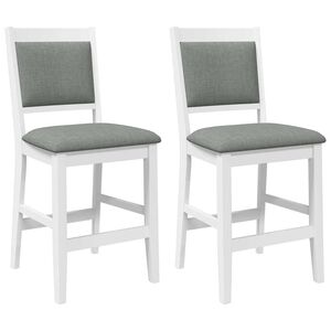 vidaXL Sgabelli da Bar con Cuscini 2 pz Bianco Legno Massello di Hevea