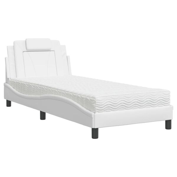 vidaXL Letto Viana con Materasso Bianco 80x200 cm in Similpelle