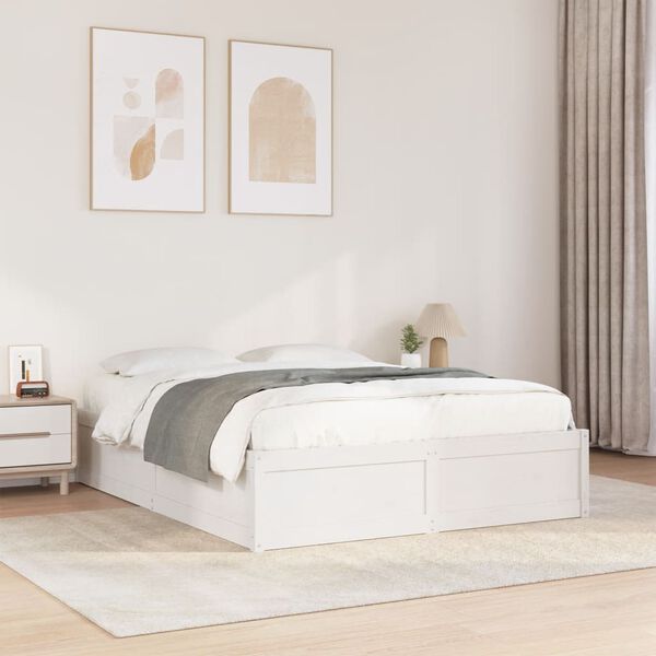 vidaXL Letto senza Materasso Bianco 150x200 cm Legno Massello di Pino