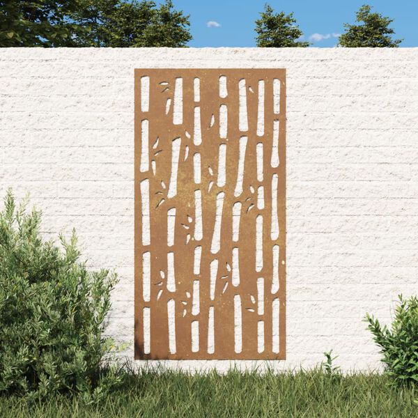 vidaXL Decorazione Muro da Giardino 105x55 cm Bambù in Acciaio Corten