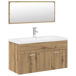 vidaXL Set Mobili da Bagno 3 pz Rovere Artigianale Legno Multistrato
