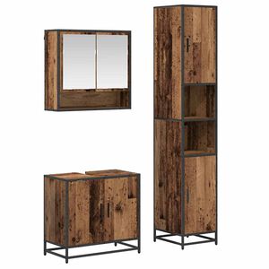 vidaXL Set di mobili per il bagno con lo scaffale 3 pcs Legno vecchio