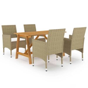 vidaXL Set Mobili da Pranzo per Giardino 5 pz Beige