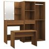 vidaXL Set Tavolo da Toeletta con LED Rovere Marrone Legno Multistrato