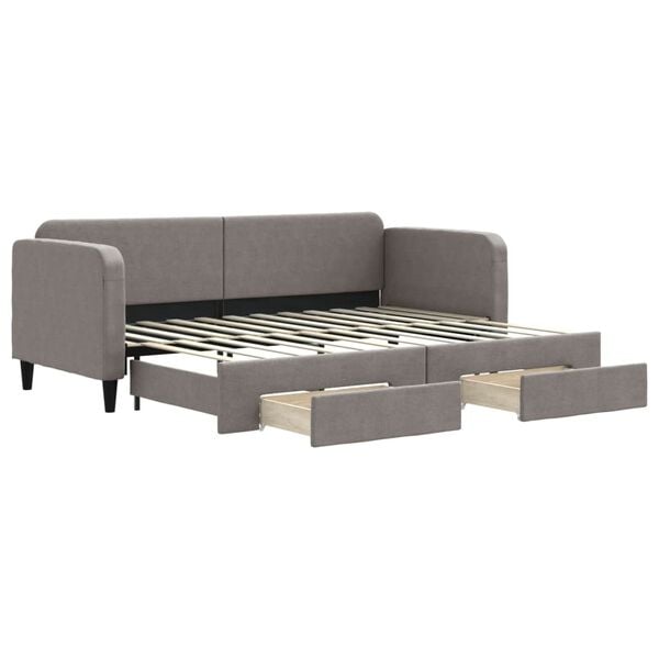 vidaXL Divano Letto Estraibile con Cassetti Tortora 80x200 cm Tessuto