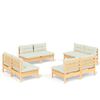 vidaXL Set Salotto da Giardino 8 pz con Cuscini Crema in Legno di Pino